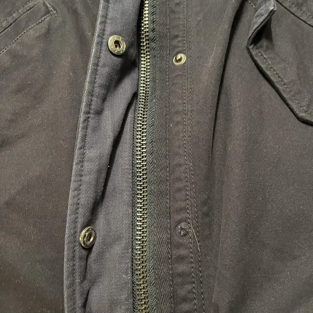GAP Parka Coat Womens Small Blue Hooded Quilted Lined Fishtail Utility Jacket